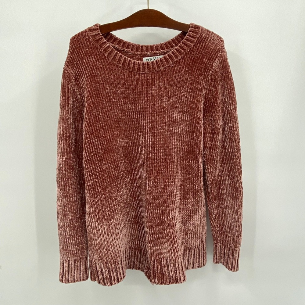 Orvis‎ Women's Large Chenille Ribbed Knit Sweater Pullover Top  Red Coral